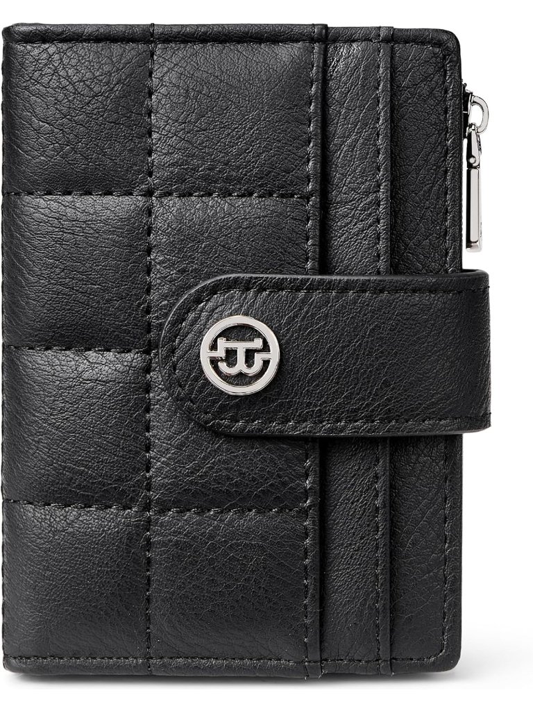 New Black Leather Wallet For Women Rfid Blocking Bifold Card Holder With Zipper